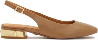 Kazar Comfortabele slingback pumps met metalen versiering op de hiel - Dames - Ballerinas - Bruin - 37 EU - Leer - Schoenen