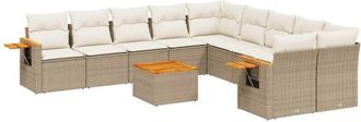 vidaXL Set De Sof&aacute;s De Jard&iacute;n 11pzas Con Cojines Rat&aacute;n Sint&eacute;tico Beige Vidaxl