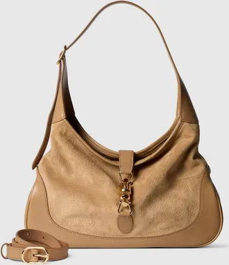 Gucci Jackie 1961 Medium Shoulder Bag, Beige, Suede