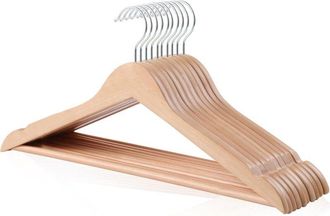 OEM Juego De 10 Perchas De Madera Para Ropa Y Trajes, Color Natural, 44,5 Cm X 1,2 Cm X 22 Cm