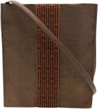 Herm&egrave;s Pre-owned Pochette Schoudertas - Dames - Vintage Schoudertas - Bruin - ONE Size - Nylon - Vintage