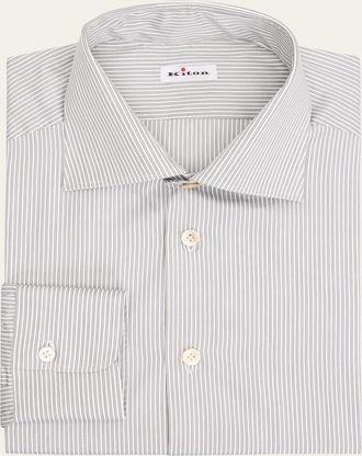 Kiton Mens Multi-Stripe Cotton Dress Shirt