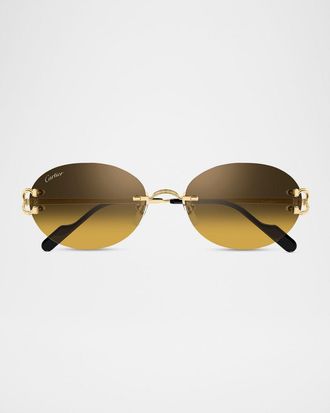 Cartier Men & apos;s CT0551S-009 Metal Round Sunglasses
