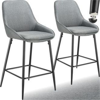 TecTake Set 2 sgabelli bar tessuto grigio/nero con poggiapiedi