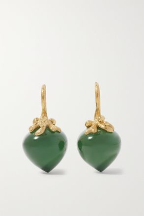 Ole Lynggaard Copenhagen Orecchini In Oro 18 Carati E Serpentino Dew Drops - Verde
