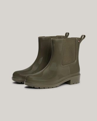 Tommy Hilfiger Flag Womens Chelsea Rainboots - Olive - Size UK 6