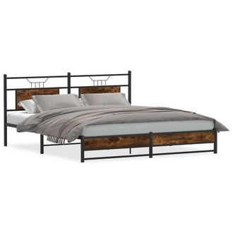 Berkfield Home Bed Frame without Mattress Smoked Oak 160x200 cm Engineered Wood in Brown