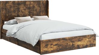 vidaXL Estructura De Cama Con Almacenamiento Y Cabecero Roble Ahumado Vidaxl