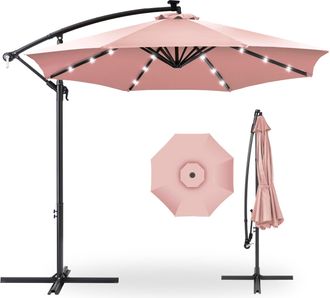 Best Choice Products 10ft Solar LED Offset Hanging Outdoor Market Patio Umbrella w/ Adjustable Tilt
