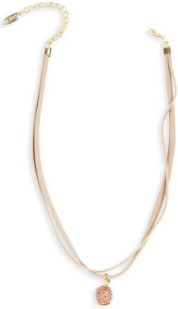 Saachi Druzy Charm Leather Choker Necklace in Taupe at Nordstrom Rack