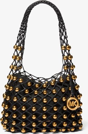 Michael Kors Limited-Edition Gwen Small Studded Hand-Woven Leather Hobo Shoulder Bag