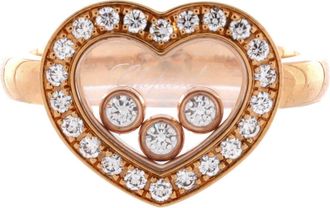 Chopard Happy Diamonds Heart Ring 18K Rose Gold with Diamonds and 3 Floating Diamonds