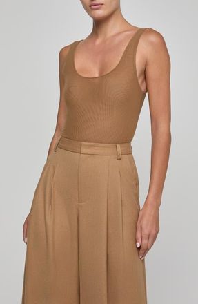 L'agence Kalea Scoop Neck Tank Bodysuit in Dark Macchiato at Nordstrom, Size X-Small