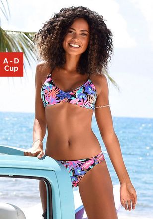 Bench Triangel-Bikini-Top BENCH. Pitch, Damen, Gr. 36, Cup C/D, bunt (schwarz, bedruckt), Microfaser, Polyamid, bedruckt, Bikini-Oberteile Triangel-Bikini-T