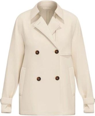 Marella Jassen, Dames, Beige, L, Wol, trenchcoat dubbelgestikt dames wit wol