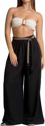 Elan Womens Wide Leg Belted Pants In Black