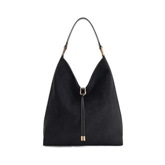 Generic Compatible For Large Capacity Leather Bucket Bag Womens Commuter Tote Underarm Soft Square Shape Single Shoulder(Black [spot delivery])