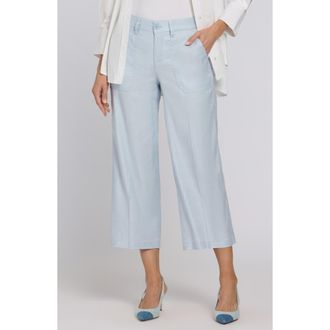 NYDJ Linen Blend Crop Wide Leg Pants in Blue Clover at Nordstrom, Size 8