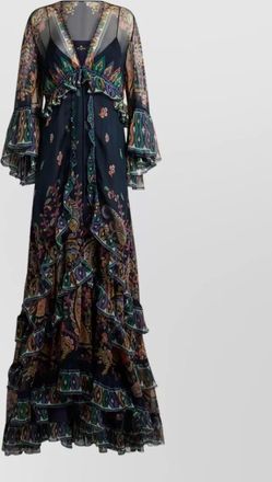 Etro maxi dress sheer sleeves paisley flared