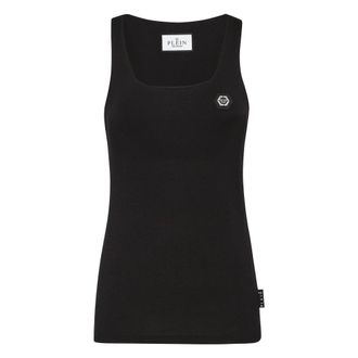 Philipp Plein Dames, Tops, Zwart, Maat: XL Katoen