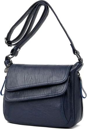 Generic Compatible For Soft Leather Purses And Handbags Women Bags Shoulder Crossbody(Blue)