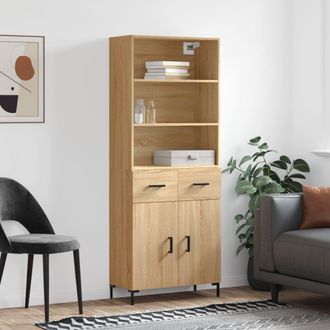 vidaXL Vidaxl - Aparador Alto Madera Contrachapada Color Roble 69,5x34x180 Cm
