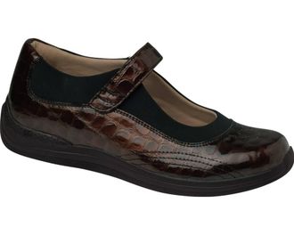 Drew Womens Rose Flats In Brown Croc Patent Leather