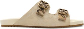 Burberry checked sandals - men - Calf Suede/Recycled Fabric/Polyester/Calf Leather/Polyester/Polyurethane/Zinc Alloy/Brass/Thermoplastic Polyuret