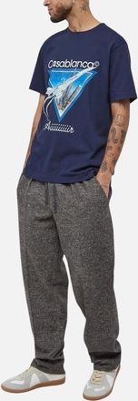 Casablanca Mens CASABLANCA Mens T Shirt AIR Printed Short Sleeve Top Crew Neck Summer Tee S-XL - Navy - Size: 40