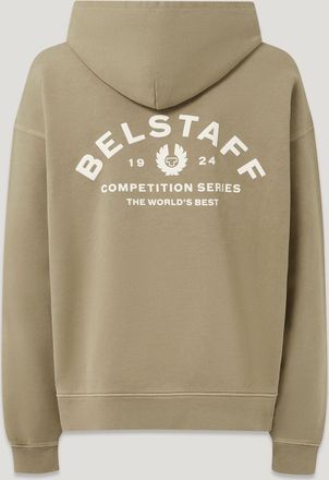 Belstaff Competition Hoodie Mens Heavyweight Cotton Fleece Dark Sand Size 2XL