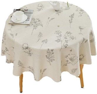 OEM Mantel Redondo De Algod&oacute;n Y Lino De 150 Cm De Di&aacute;metro, Ideal Para Cenas, Picnics, Meriendas, Etc., Con Un Estampado De Abejas Y Flores