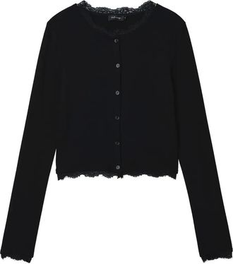 Tout &agrave; Coup Vest met kanten afwerking - Zwart