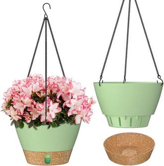 OEM Maceta Colgante Para Plantas - Adornos De Jard&iacute;n Para Interior Y Exterior - Juego De 2 - Verde - 20 Cm