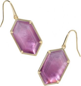 Kendra Scott Womens Hallie Drop Earrings In Gold Purple Watercolor Illusion