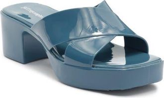 Jeffrey Campbell Bubblegum Platform Sandal in Dusty Blue Shiny at Nordstrom, Size 11