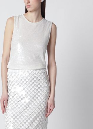 P.A.R.O.S.H. Wei&szlig;es Paillettenoberteil