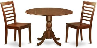 East West Furniture 3 PC small Kitchen Table and Chairs set-drop leaf Table and 2 Kitchen Chairs in