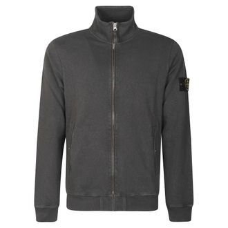 Stone Island Zip-throughs, male, Gray, Size: S Malfil&eacute; Cotton Fleece Old Effect Zip-Up Track Jacket