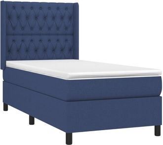 vidaXL Vidaxl - Cama Box Spring Con Colch&oacute;n Tela Azul 90x190 Cm