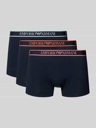 Emporio Armani Slim Fit Trunks mit Logo-Stitching im 3er-Pack in Dunkelblau, Gr&ouml;&szlig;e XXL