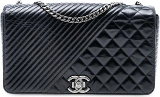 Chanel 2014-2025 Large Glazed Calfskin Coco Boy Flap shoulder bag - Nero