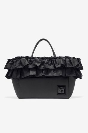 Ganni Black XXL Ruffle Tote