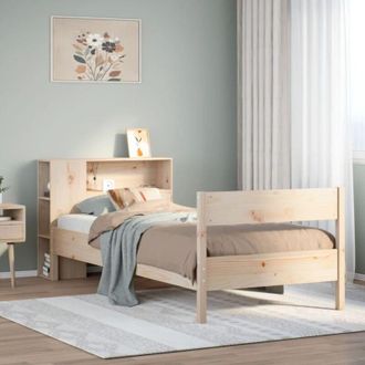 vidaXL Cama Con Estanter&iacute;a Sin Colch&oacute;n Madera Maciza De Pino 75x190 Cm Vidaxl