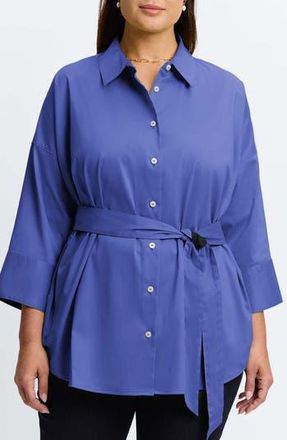 Foxcroft Avery Stretch Button-Up Shirt in Lapis at Nordstrom Rack, Size 1X