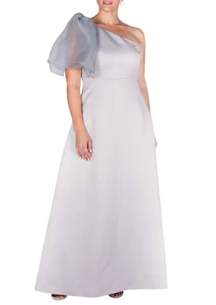 Camilyn Beth Vivienne Gown In Light Grey Satin
