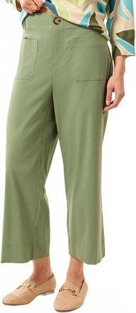 Tribal Fly Front High Rise Capris With Pockets In Moss