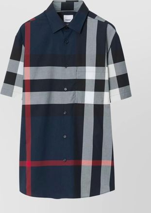 Burberry cotton shirt with check pattern and pocket