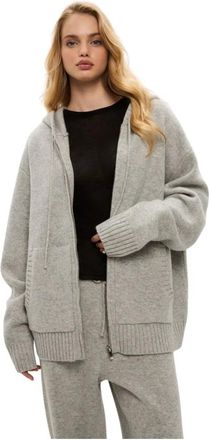 Cesare Gaspari Truien & Vesten, Dames, Grijs, M, Wol, Merino Hooded Vest Kostuum Penelope - Grijs