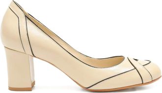 Sarah Chofakian 55 mm pumps met blokhak - Beige