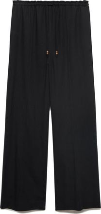 Mango Drawstring Waist Linen Blend Pants in Black at Nordstrom, Size X-Large